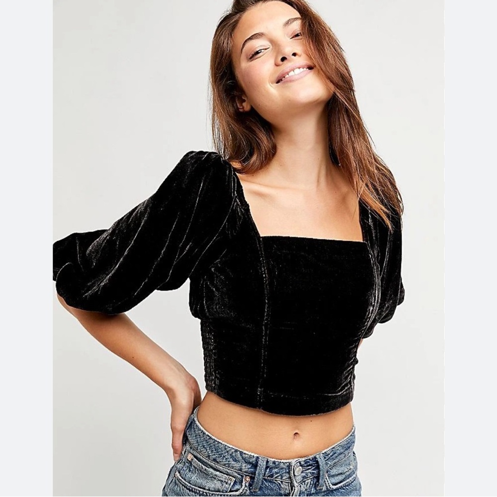 Free People Marie Velvet Open Back Top
